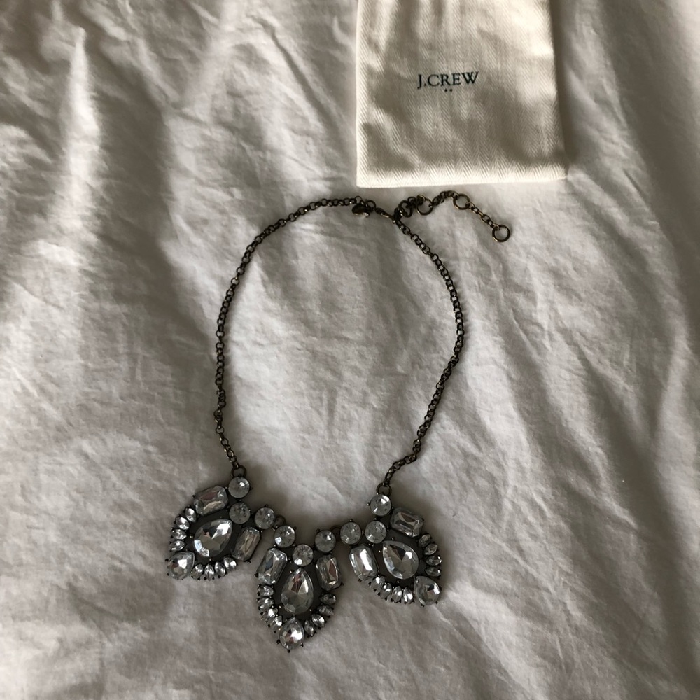J. Crew Crystals & Brass Statement Necklace